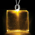 Light Up Necklace - Acrylic Square Pendant - Amber